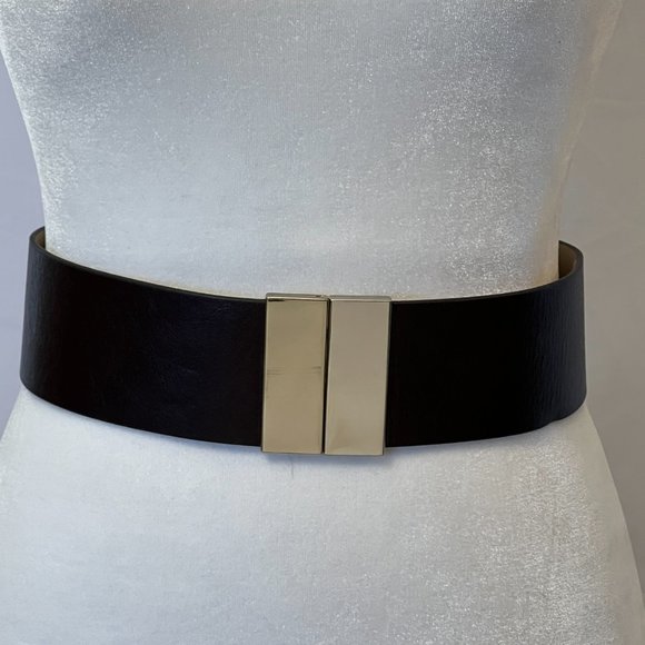 Vintage Ann Taylor leather belt and elastic belt with brass closure buckle - Picture 2 of 9